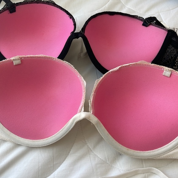 2 like new Victoria’s Secret lace multi-way PINK black and cream bras - Picture 6 of 6